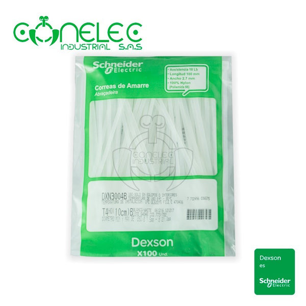 AMARRE  10cm 2.5mm X100 UNIDADES BLANCO DEXSON